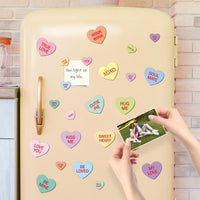 MALLMALL6 48Pcs Valentine's Day Fridge Magnets Unique Valentines Refrigerator Decor Sweet Heart Magnetic Sticker with XOXO for Valentine's Day Party Home Kitchen Office Locker Mailbox Supplies