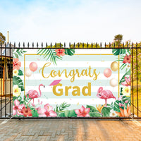 MALLMALL6 XtraLarge Hawaii Tropical Flamingo Luau Graduation Party Backdrop 78X45 inch Class of 2023 Congrats Grad Hawaii Banner Decorations for Graduates, College Prom Party Photo Booth Props