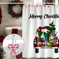 MALLMALL6 12Pcs Christmas Candy Shower Curtain Hooks Decorative Metal Rustproof Bathroom Room Pendants Xmas Holiday Decor Accessories with Red White Candy Cane Swirl Lollipop Stainless Curtains Rings