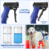 MALLMALL6 Adjustable 360°Dog Washing Hose Attachment with Pet Grooming Glove & 2 100cc Soap Dispenser, Foldable Foam Nozzle Sprayer with 4 Faucet Connectors & 8.2Ft Puppy Washer Hose for Showering