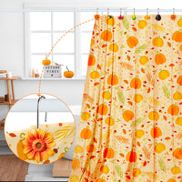 MALLMALL6 12Pcs Fall Shower Curtain Hooks Thanksgiving Plant Decorative Metal Rustproof Bathroom Pendants Autumn Decor Accessories with Maple Leaf Pumpkins Pinecones Sunflower Corn Curtains Rings