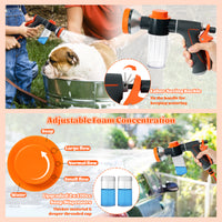 MALLMALL6 Dog Washing Hose attachment with Pet Grooming Glove & 2 Soap Dispenser, 10-in-1 Spray Modes Foam Nozzle Sprayer with 8.2Ft Pup Washer Hose for Showering Pets Car Wash Watering Flowers