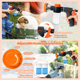 MALLMALL6 Dog Washing Hose attachment with Pet Grooming Glove & 2 Soap Dispenser, 10-in-1 Spray Modes Foam Nozzle Sprayer with 8.2Ft Pup Washer Hose for Showering Pets Car Wash Watering Flowers