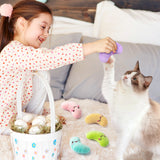 MALLMALL6 5Pcs Easter Jelly Beans Candy Catnip Toys Gift for Indoor Cat, Colorful Sugar Catmint Interactive Toy, Soft Cute Plush Pet Presents Supplies Gift for Cat Lover, Kitten Teething Chew Kick Set