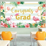 MALLMALL6 XtraLarge Hawaii Tropical Flamingo Luau Graduation Party Backdrop 78X45 inch Class of 2023 Congrats Grad Hawaii Banner Decorations for Graduates, College Prom Party Photo Booth Props