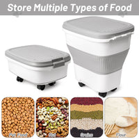 MALLMALL6 Dog Food Storage Container - Collapsible Pet Food Container with Spinner Wheels Scoop and Deodorant Box, Airtight Multifunctional 30L Storage Bin for Dog Cat Bird Animal Dry Meal Rice Flour