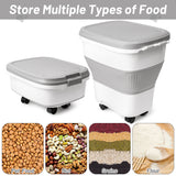 MALLMALL6 Dog Food Storage Container - Collapsible Pet Food Container with Spinner Wheels Scoop and Deodorant Box, Airtight Multifunctional 30L Storage Bin for Dog Cat Bird Animal Dry Meal Rice Flour