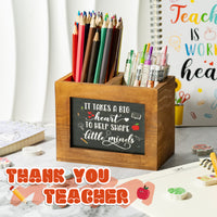 MALLMALL6 Blackboard Teacher Appreciation Gifts Pencil Holder Square Shape Pen Holder for Teacher, Wooden Desktop Organizer Birthday Christmas End of Year Gifts for School Office Classroom Decor