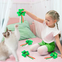 MALLMALL6 4Pcs St. Patrick's Day Catnip Toys Gift for Cat, Indoor Cat Chew Bite Kick Shamrock Plush Catmint Pet Toys Supplies for Kitten Lover Gifts, Cute Relief Teeth Cleaning Interactive Toy