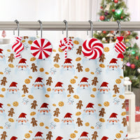 MALLMALL6 12Pcs Christmas Candy Shower Curtain Hooks Decorative Metal Rustproof Bathroom Room Pendants Xmas Holiday Decor Accessories with Red White Candy Cane Swirl Lollipop Stainless Curtains Rings