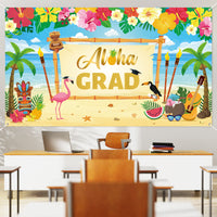 MALLMALL6 XtraLarge Hawaii Tropical Luau Graduation Party Backdrop 78X45 inch Class of 2023 Congrats Grad Hawaii Backdrop Banner Decorations for Graduates, College Prom Party Photo Booth Props