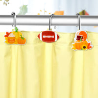 MALLMALL6 12Pcs Fall Rugby Shower Curtain Hooks Thanksgiving Decorative Metal Rustproof Bathroom Pendants Autumn Harvest Decor Accessories with Maple Leaf Pumpkins Helmet Sunflower Curtains Rings