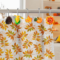 MALLMALL6 12Pcs Fall Shower Curtain Hooks Thanksgiving Plant Decorative Metal Rustproof Bathroom Pendants Autumn Decor Accessories with Maple Leaf Pumpkins Pinecones Sunflower Corn Curtains Rings