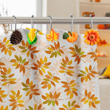 MALLMALL6 12Pcs Fall Shower Curtain Hooks Thanksgiving Plant Decorative Metal Rustproof Bathroom Pendants Autumn Decor Accessories with Maple Leaf Pumpkins Pinecones Sunflower Corn Curtains Rings