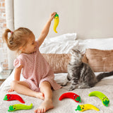 MALLMALL6 6Pcs Chili Catnip Toys for Cat, Indoor Cat Chew Bite Bunny Kick Plush Catmint Pet Toys Supplies for Cat Lover Gifts, Interactive Cat Toy with Cute Expression for Pet Presents