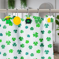 MALLMALL6 12Pcs St Patrick's Day Shower Curtain Hooks, Metal Rustproof Stainless Curtain Rings Decorative Pendants with Shamrock Coin Leprechauns Hat for Irish Bathroom Bedroom Room Decor Accessories