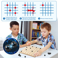 MALLMALL6 Magnetic Chess Game with 40Pcs Magnet Stones Puzzle Strategy Family Games for Kids & Adults, 2-in-1 Magnetic Chess Flying Checker Wooden Board Playset, Table Top Play for Travel Party