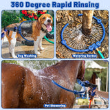 MALLMALL6 Adjustable 360°Dog Washing Hose Attachment with Pet Grooming Glove & 2 100cc Soap Dispenser, Foldable Foam Nozzle Sprayer with 4 Faucet Connectors & 8.2Ft Puppy Washer Hose for Showering