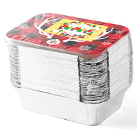 MALLMALL6 36Pcs Christmas Tin Foil Containers with Lids Covers for Cookie Exchange & Goody Party Leftovers in 6 Xmas Holiday Designs Santa Gift Aluminum Food Storage Pans 6.3"W X 4.3"L X 2.2"