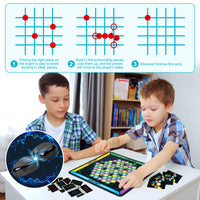 MALLMALL6 Magnetic Chess Game - 40Pcs Magnet Stones Foldable Rubber Chessboard with 12 Fun Bonus Cards Puzzle Strategy Family Travel Party Tabletop Games for Adults Kids