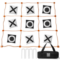 MALLMALL6 Giant Tic Tac Toe Game Spring Outdoor, 4Ft X 4Ft No Assembly Wooden Toss Indoor Game with 10 Widen Weighted Bean Bag, Large Yard Backyard Lawn Carnival Camping Toss Across for Family Adults