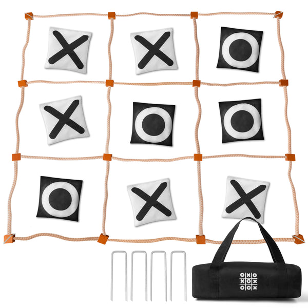 MALLMALL6 Giant Tic Tac Toe Game Spring Outdoor, 4Ft X 4Ft No Assembly Wooden Toss Indoor Game with 10 Widen Weighted Bean Bag, Large Yard Backyard Lawn Carnival Camping Toss Across for Family Adults