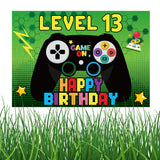 MALLMALL6 Video Game 13th Happy Birthday Yard Sign Level 13 Waterproof Outdoor Decor Joypad Controller Shape Signs with Metal Stakes Party Supplies Garden Lawn Rectangular Decorations for Kids Boy