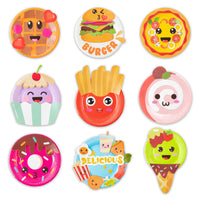 MALLMALL6 9Pcs Food Themed Paper Plate Art Kits for Kids Early Learning DIY Craft Art Project Waffle Pizza Hamburger Chips Donut Dessert Party Favors Decorations Classroom Art Supplies for Boys Girls