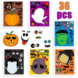 MALLMALL6 36Pcs Halloween Stickers for Kids Halloween Party Favors Make a Face Sticker Sheets Novelty DIY Jack-o-Lantern Pumpkin Stickers Party Decorations Supplies Vampire Witch Trick or Treat Filler