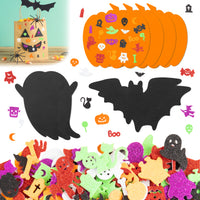 MALLMALL6 508Pcs Halloween Pumpkin Foam Stickers Glitter EVA Self Adhesive Decorations with Ghost Bat Cross Spider Cat Trick or Treat DIY Sticker for Greeting Invitation Card for Kids Party Supplies