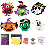 MALLMALl6 12pcs Halloween Fridge Magnets Craft Kit Ghost Monster Witch Pumpkin Vampire  Active Eyes Felt Set Trick or Treat Themed DIY Handcraft Decorations Interactive Games Art Project for Kids