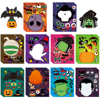 MALLMALL6 40pcs Halloween Party Sticker Games for Kids Horror Make a Face Stickers Novelty Trick or Treat DIY Craft Pumpkin Artwork Monster Bat Make Your Own Stickers Halloween Party Favors Supplies