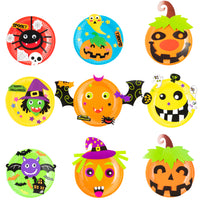 MALLMALL6 9Pcs Halloween Theme Paper Plate Art Kits for Kids Early Learning DIY Craft Sticker Card Parent-Child Games Activity Art Project Classroom Party Supplies for Preschool Toddler Boys Girls