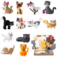 MALLMALL6 12pcs Cats Sewing Craft Kit for Kids DIY Fun Animal Plush Toys Easy to Sew  Early Learning Crafts Handicrafts Gift Theme Party Decoration Supplies for Girls & Boys Educational Beginner