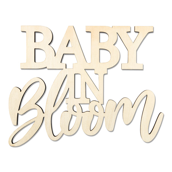 MALLMALL6 Baby In Bloom Wooden Sign for Baby Shower Door Hanging Decoration and Boy or Girl Gender Reveal Party Supplies, Hand Held Photo Props Wood Ornament for Birthday