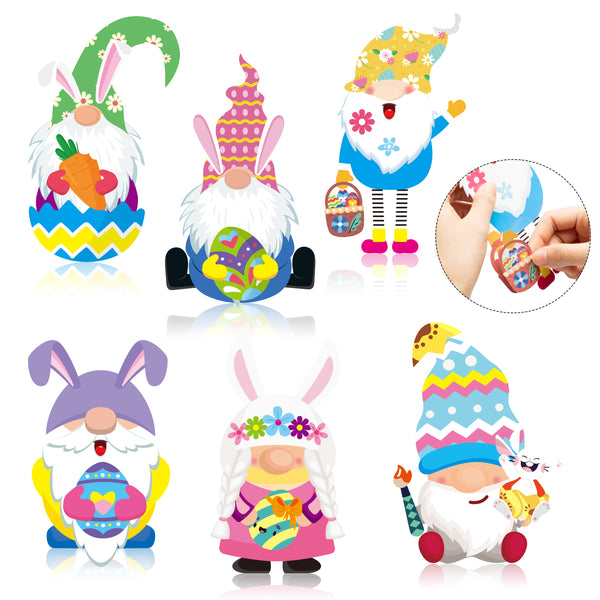 MALLMALL6 24Packs Easter Craft Kits for Kids Make You Own Gnome Cards 6 Kinds Face Sticker Easter Spring Party Decorations Favors Classroom DIY Decals Art Ornaments Gift for Kids Window Scrapbook Visit the MALLMALL6 Store