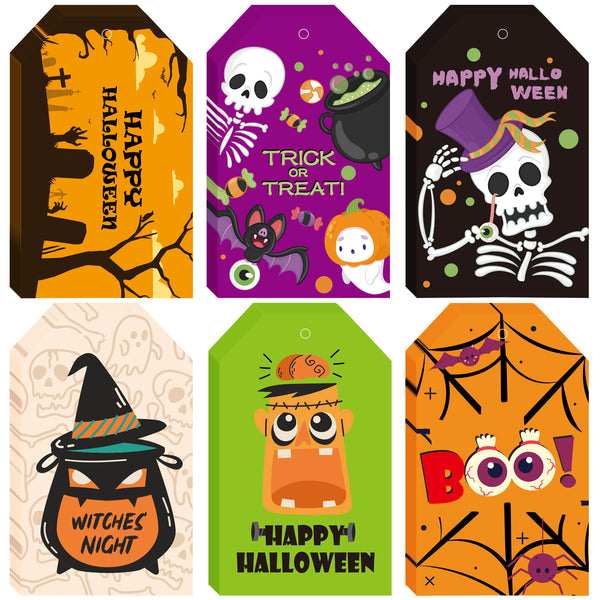 MALMALL6 60Pcs Halloween Thank You Tags Trick or Treat Candy Hanging Cards Happy Halloween Party Decorations Supplies Paper Tag for Birthday Baby Shower Baking Cookie Gift Bags Wrapping