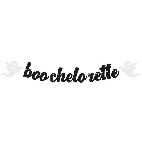 MALLMALL6 Bachelorette Banner Sign Halloween Bach Boochelorette Single Themed Party Favors Supplies Black Glittery Paper Photo Backdrops Props Pre-Strung Hanging Kit Decorations for Home Wall Outdoor