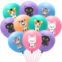 MALLMALL6 52pcs Cat Balloon Birthday Decorations Including 5 Styles Cute Cartoon Cats Print Latex Balloons Bouquets Adoption Pet Animal Party Favors Decor Supplies Photo Prop for Kids Boys Baby Shower