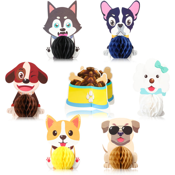 MALLMALL6 7Pcs Doggy Honeycomb Centerpiece Kit Puppy Themed Birthday Party Supplies Decorations 3D Dog Centerpieces Baby Shower Party Favors Photo Booth Props Table Topper for Pets Kids Adults