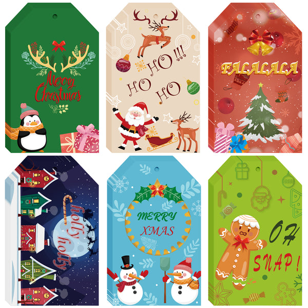 MALMALL6 150Pcs Merry Christmas Thank You Tags Christmas Gift Tag with Elk Ginger Man Mistletoe Penguin Candy Handing Labels Santa Claus Party Decoration Supplies Paper Cards Decors for Gifts Wrapping