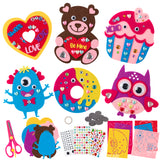 MALLMALL6 12Pcs Valentine's Day Fridge Magnets Crafts Kit Be Mine XOXO Heart Bear Refrigerator Magnet with Goodly Eyes Set for Adults Kids, Home Activities Romance DIY Diamond Stickers Art Project