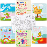 MALLMALL6 24Pcs Spring Coloring Books with Flowers Butterfly Birds Frogs Bee Rabbit Sunflower Sunshine Art Patterns Easter Themed School Party Supplies Home Game Project for Beginners Kids Girls Boys