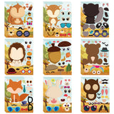 MALLMALL6 45pcs Woodland Animals Make a Face Sticker 9 Kinds DIY Your Own Forest Animal Stickers Autumn Dress Up Art Craft Happy Fall Mixed and Matched Party Favor Game and Birthday Decoration for kid