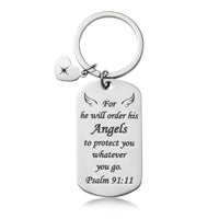 MALLMALL6 2pcs Christian Verse Keychain Inspirational Scripture Bible Religious Faith Prayer Gift Jewelry Key Ring with Black Velvet Bag Friendship Birthday Thanksgiving Christmas Valentines Gift