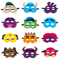 MALLMALL6 12Pcs Monster Felt Masks Monster Themed Creative Birthday Party Supplies Little Monster Baby Shower Dress Up Costumes Monster fan Party Favors Cosplay Photo Booth Props for Kids Boys Girls