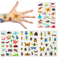 MALLMALL6 8pcs Insect Temporary Tattoos Bug Nature Body Sticker Waterproof Animal Insects Decor Art Fake Face Hand Tattoo Stickers for Boys Girls Birthday Party Classroom Rewards Gift Bag Fillers