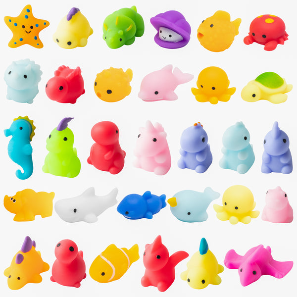 MALLMALL6 31Pcs Mochi Squeeze Toys for Kids 15Pcs Ocean Animals Mochi and 16Pcs Dinosaur Mochi Party Favor Decoration Stress Relief Birthday Gift Goodie Bags Mini Toys Classroom Prize for Boys Girls