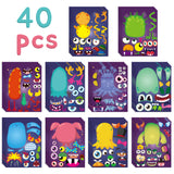 MALLMALL6 40Pcs Monsters Make a Face Stickers Sheets Birthday Halloween Party Supplies Little Monster Party Favor DIY Art Crafts Games Make Your Own Sticker Baby Shower Decorations for Kids Boys Girls