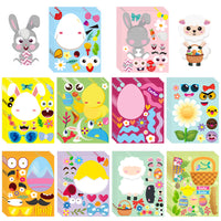 MALLMALL6 40Pcs Easter Stickers DIY Make a Face Sticker Include Easter Eggs Bunnies Chicks Lamb Flower Easter Decorations Party Favors Game Birthday School Classroom Supplies DIY Art Crafts for Kids